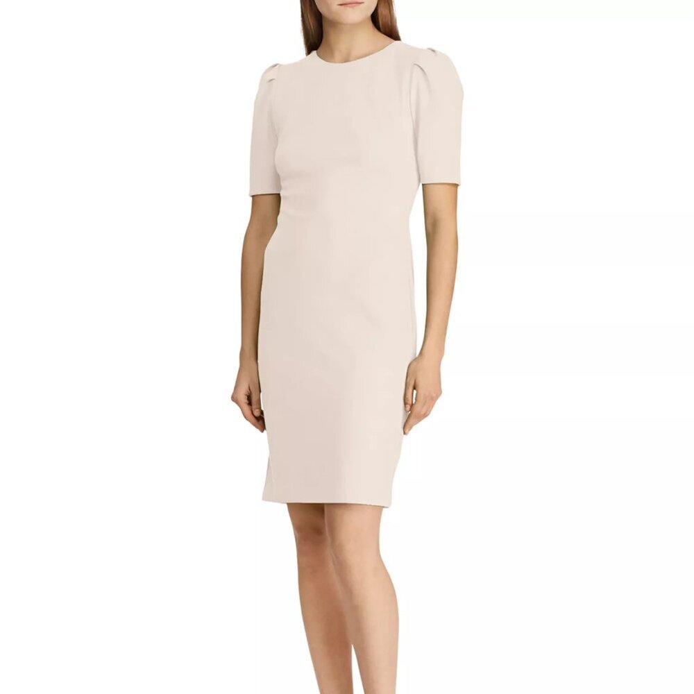 Wedding Guest Lauren Ralph Lauren Blush Crepe Sheath Dress 2 NWT